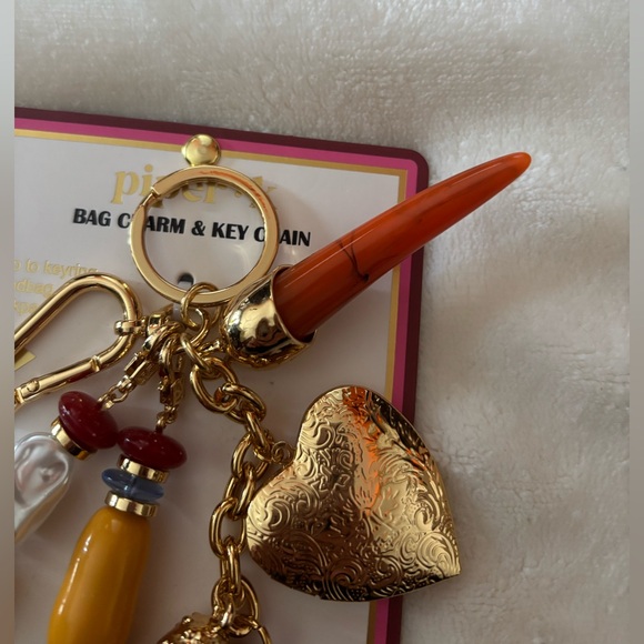 🦏VIRAL Piper K Gold and Brown Heart Bag Charm - Picture 4 of 4